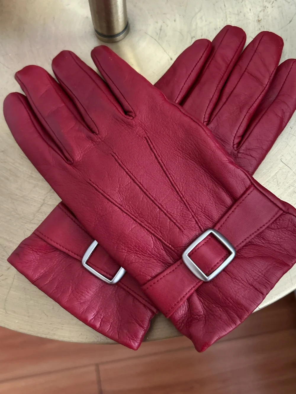 Preston & York Womens Leather Gloves Genuine Medium Red Retro Elegant Lined